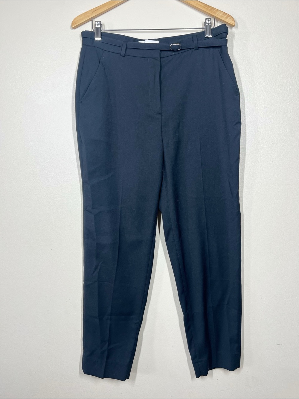 Abercrombie & Fitch High Rise Belted Ankle Straight Pants Black Size 30 Long